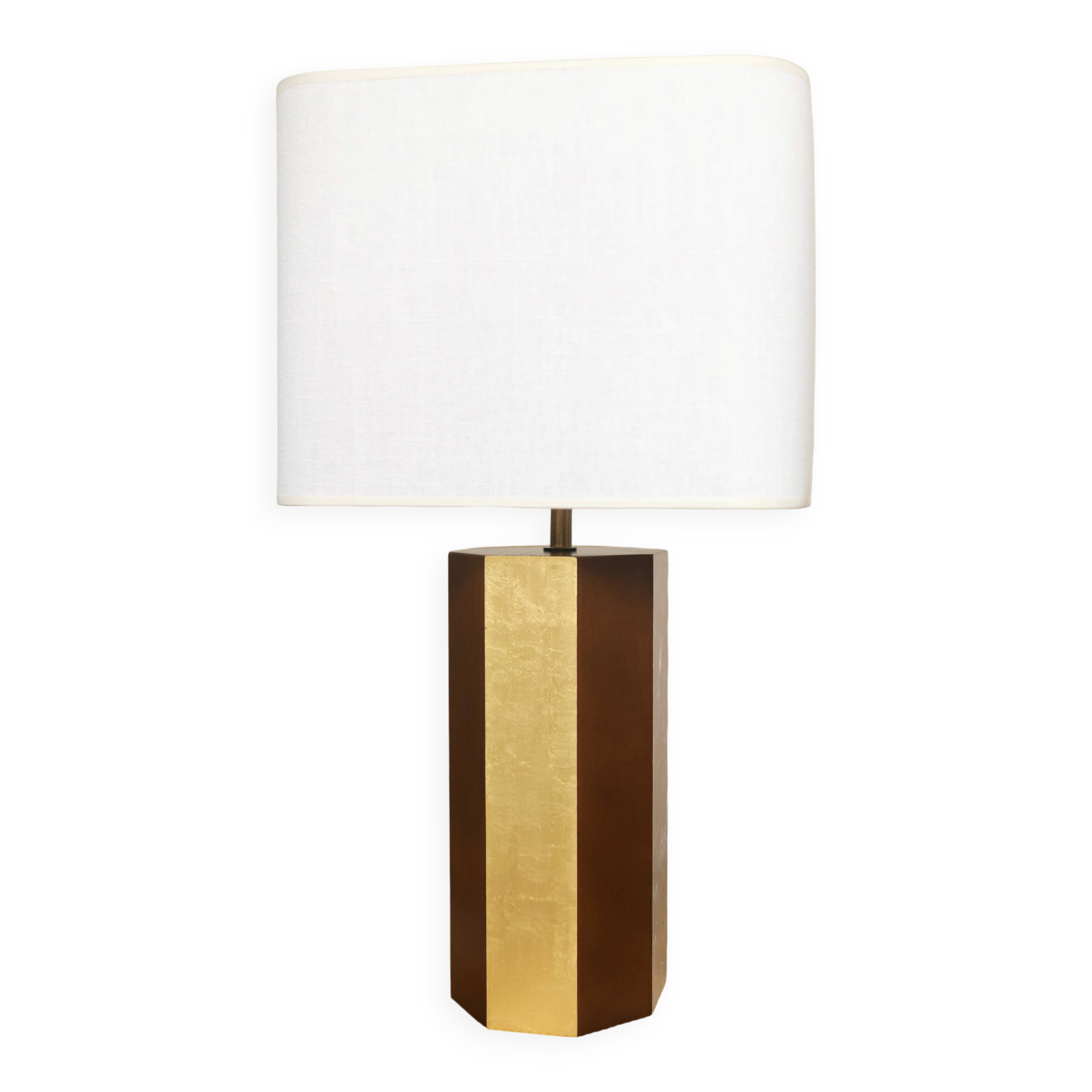 La Luco lamp, walnut varnish & yellow gold finish