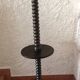 Wooden floor lamp turned in the spirit of Charles Dudouyt / art deco style