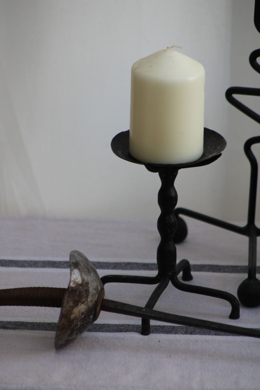 Set of 3 wrought iron candle holders