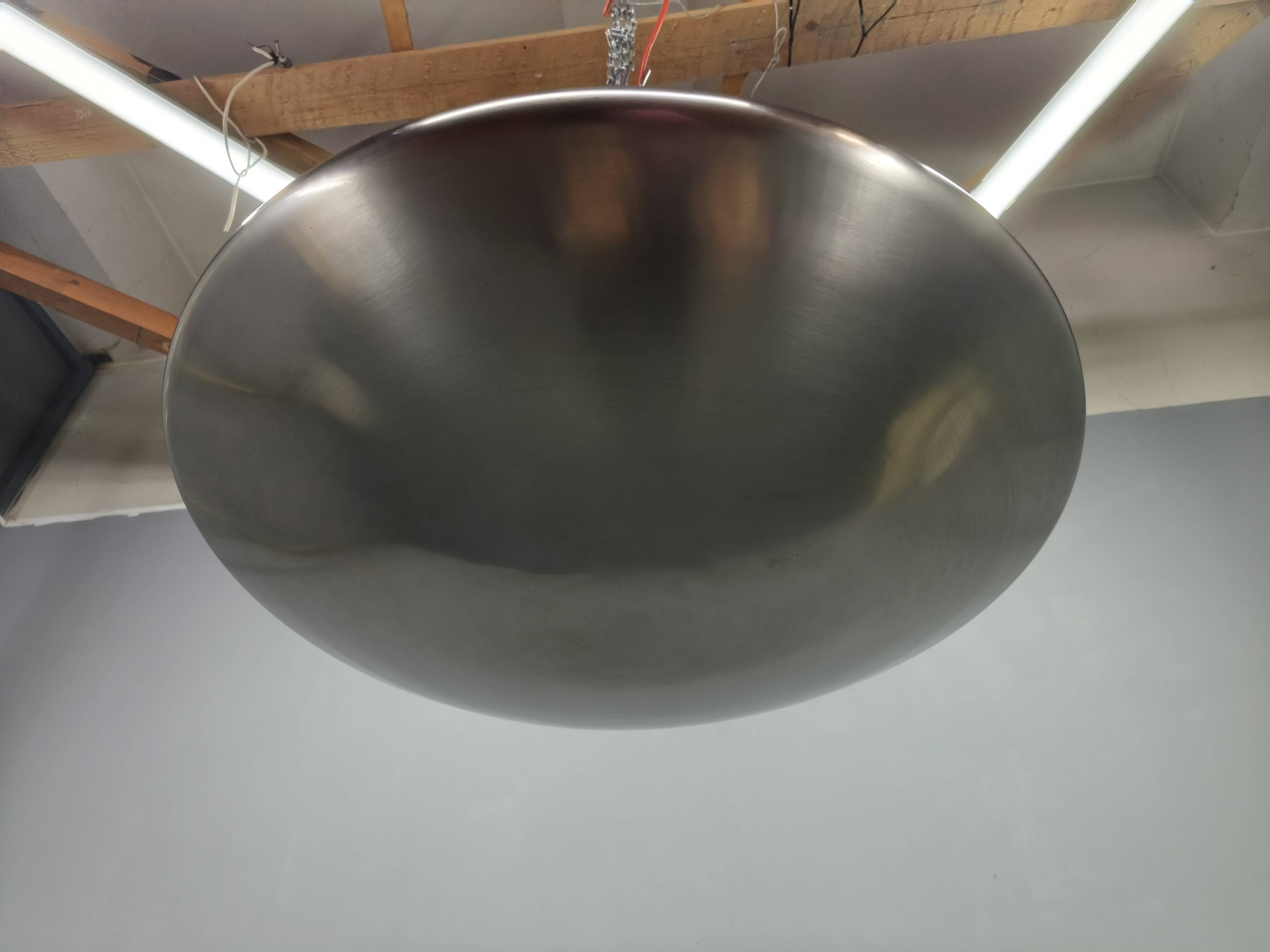 Bauhaus Indirect Ceiling Light, Nickel, Czechoslovakia 1930s