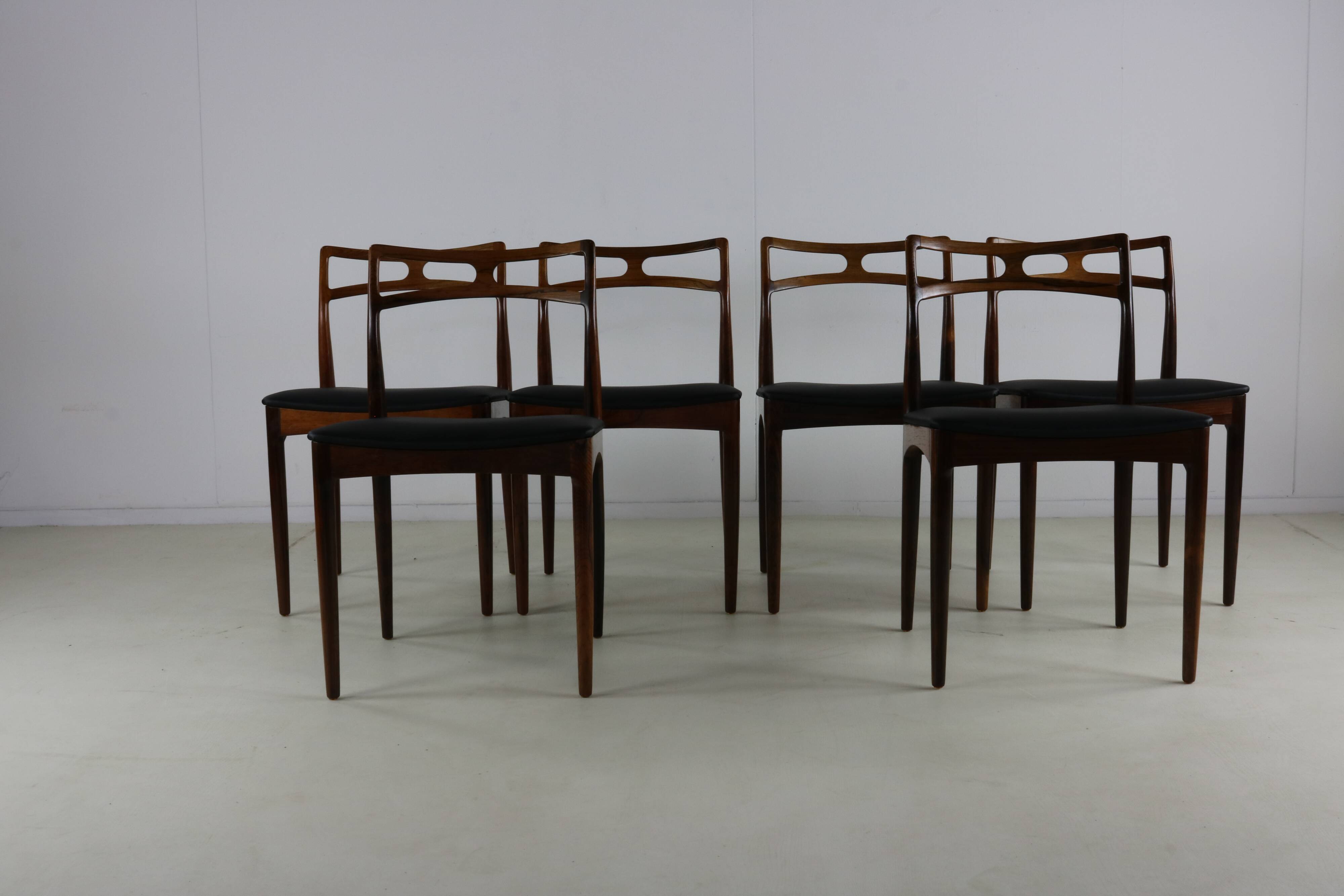 Sixties Danish design rosewood dining chairs by cabinetmaker Johannes Ander