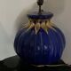 Kostka Lamp France – cobalt blue ceramic and gilding – vintage