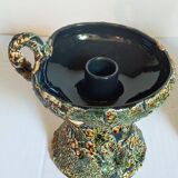 Pair of vintage Vanoise honey foam ceramic candlesticks