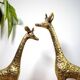 Pair brass giraffes