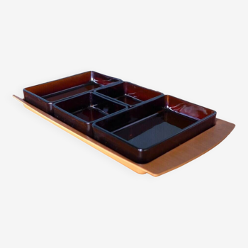 Vintage Vereco compartment tray, aperitif or hors d'oeuvre tray, presentation tray