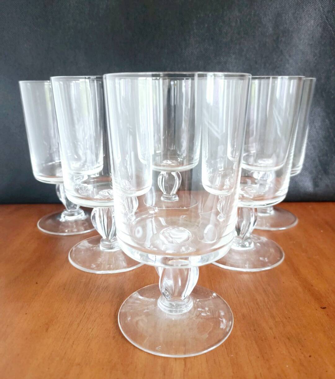 New crystal glasses with twisted feet