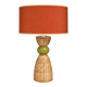 Large vintage sculptural lamp from the 60s/70s – olive green ceramic & very fine fibres.