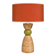 Large vintage sculptural lamp from the 60s/70s – olive green ceramic & very fine fibres.