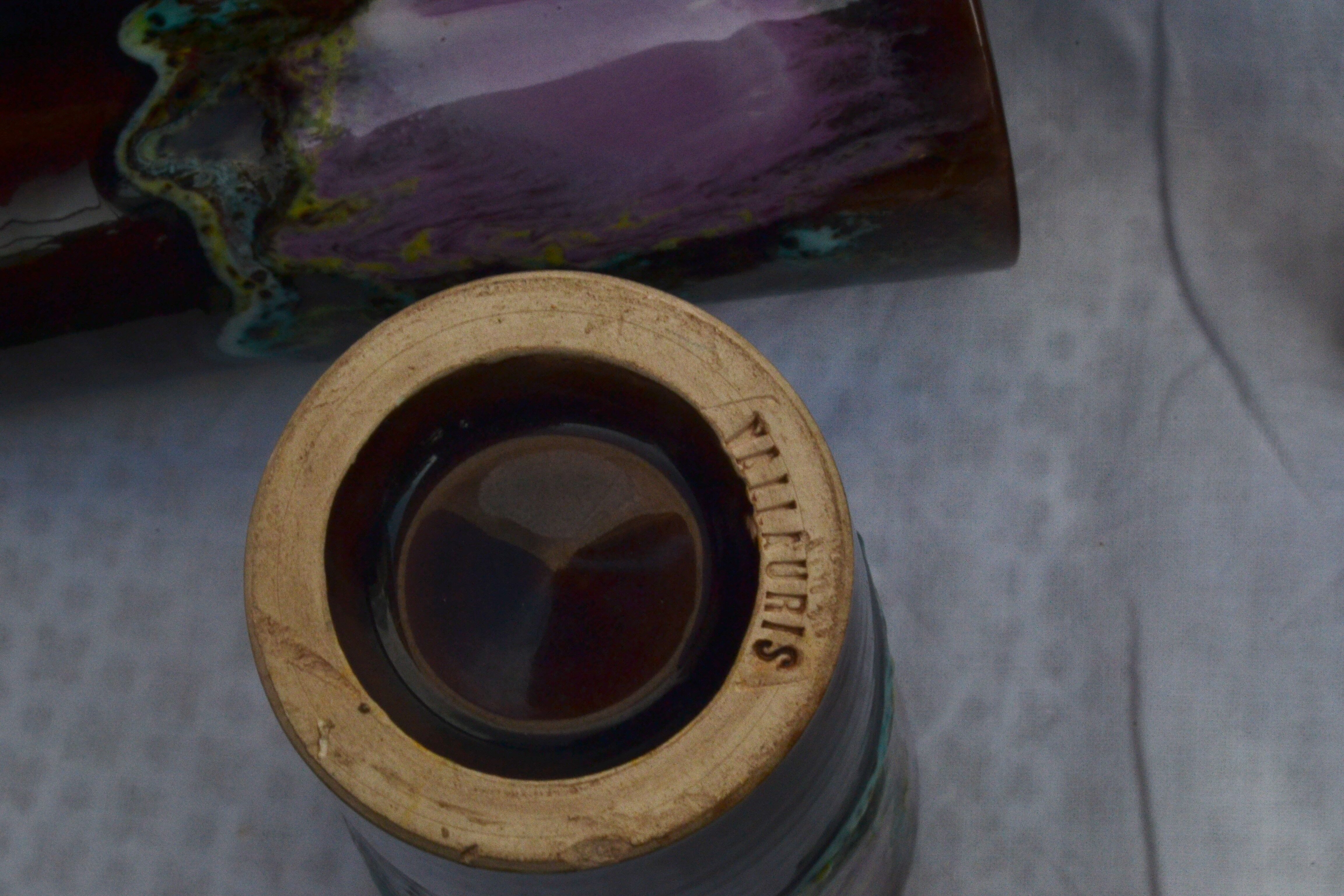 Carafe and six Vallauris glasses