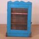 Old art deco wall display case in original blue teak burmese patina