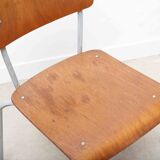 Stackable school chair, oak and grey colour