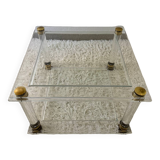 Table basse plexi laiton années 70