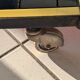 Vintage black and yellow checkered rolling bar trolley