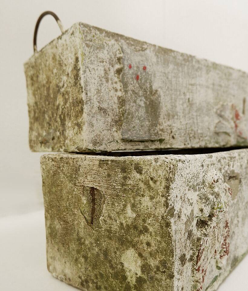 polychrome cement planters from Emile Taugourdeau's Zoological Garden - set of 4