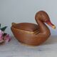 Vintage Chinese wicker duck – woven basket from the 1970s with a lid.
