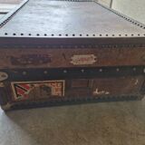 Old SAYAP suitcase in leather and wood