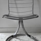 Set of 4 vintage chairs, chromed metal, France 1970