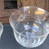 4 art deco wine glasses, chiseled floral pattern, glass and crystal