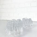 Pair of Sunflower Glass Candlesticks, Göran Wärff for Kosta Boda, Sweden, 1970s