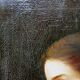 Old portrait of a young woman in profile, oil on canvas A. Piard 19th century