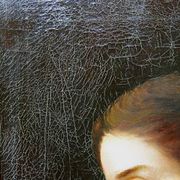 Old portrait of a young woman in profile, oil on canvas A. Piard 19th century