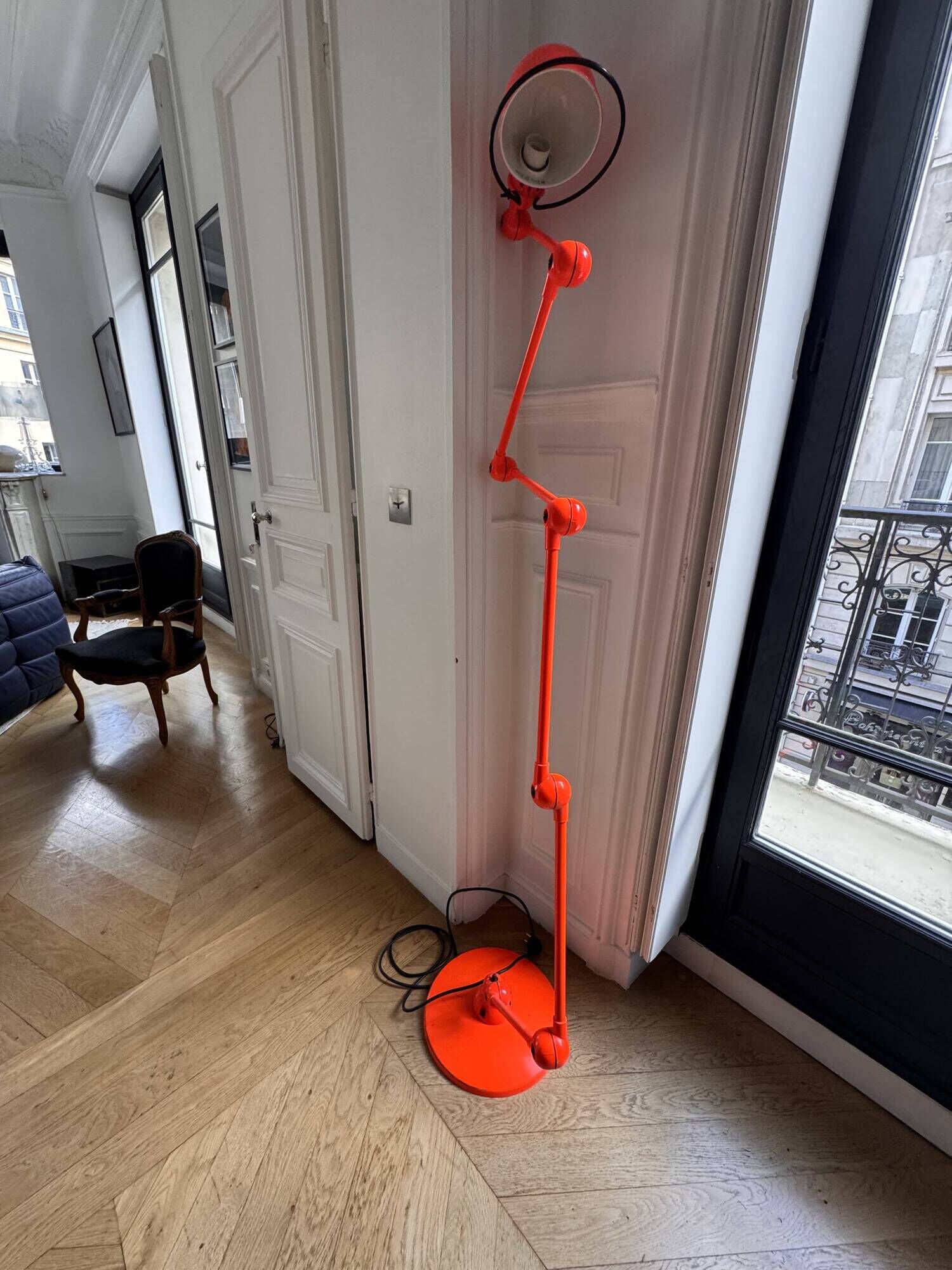 Lampadaire Jieldé, Galerie Santou - Loft Zigzag métal orange / 6 bras