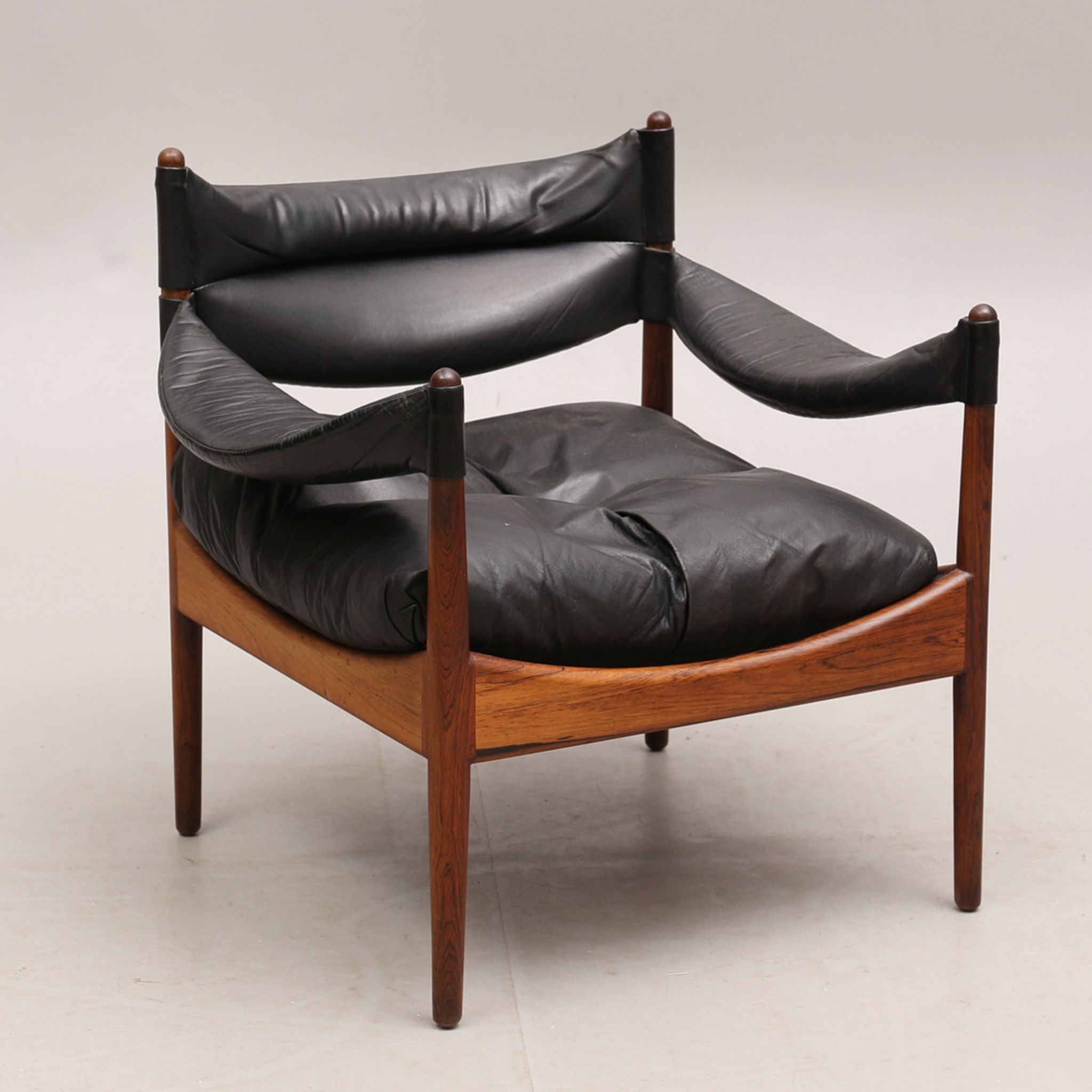 Rosewood and Leather Armchair by Kristian Vedel, Denmark, 1960s
