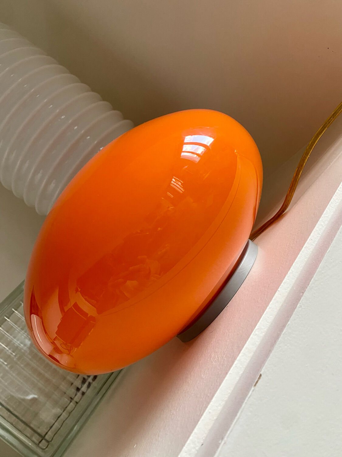 UFO lamp vintage with orange glass globe