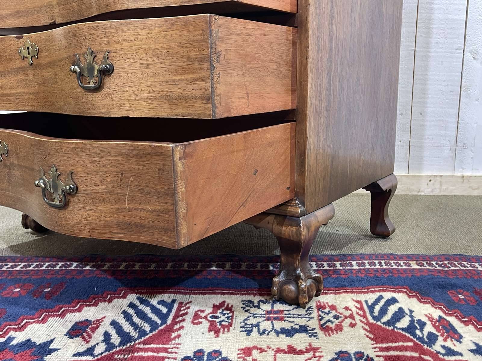 1930s English curved mahogany back desk