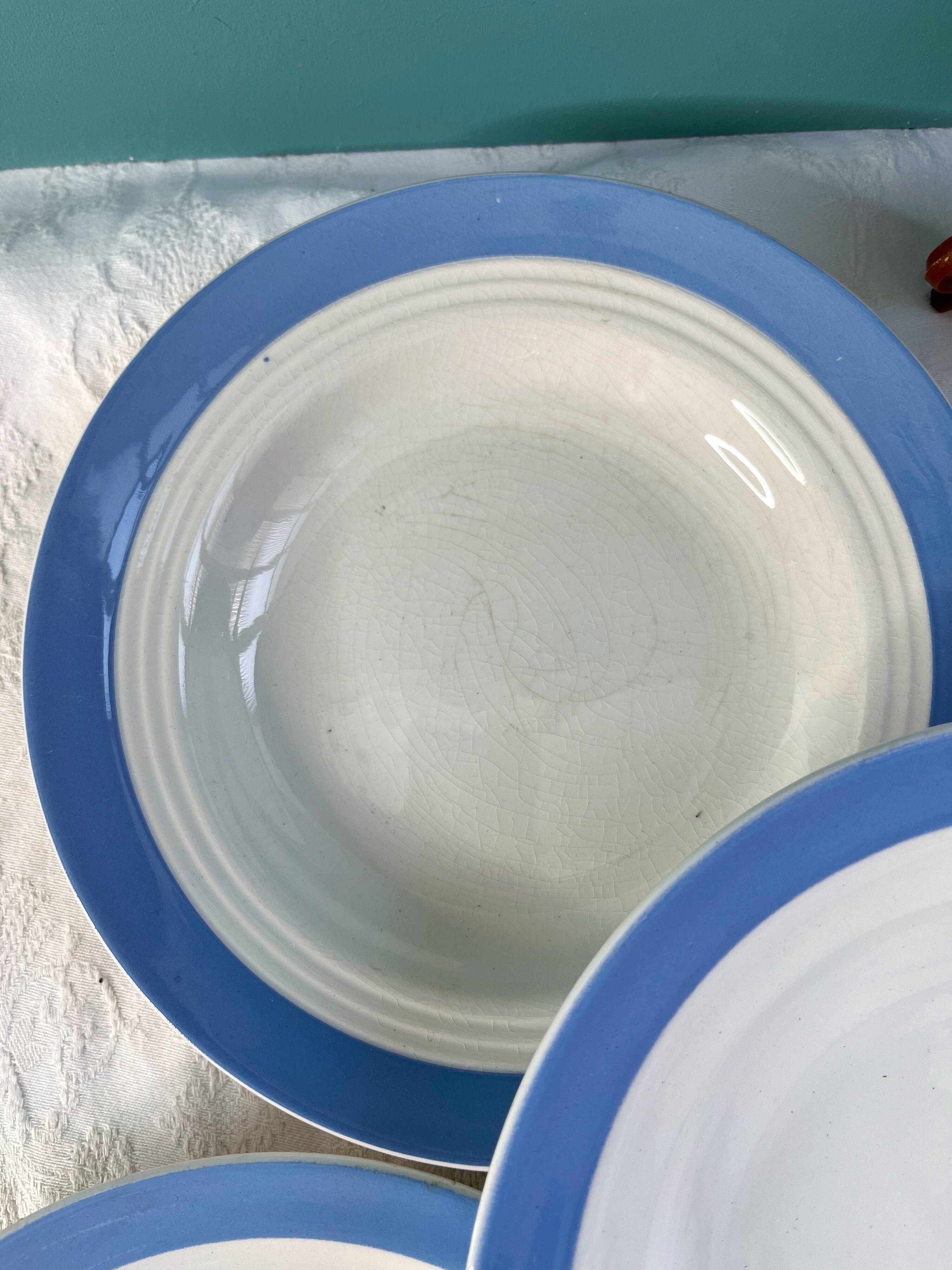 6 pastel blue soup plates in Céranord St Amand earthenware - Languedoc model - Lot 2