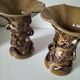 Two naturalistic stoneware vases – raised oak branches & acorns