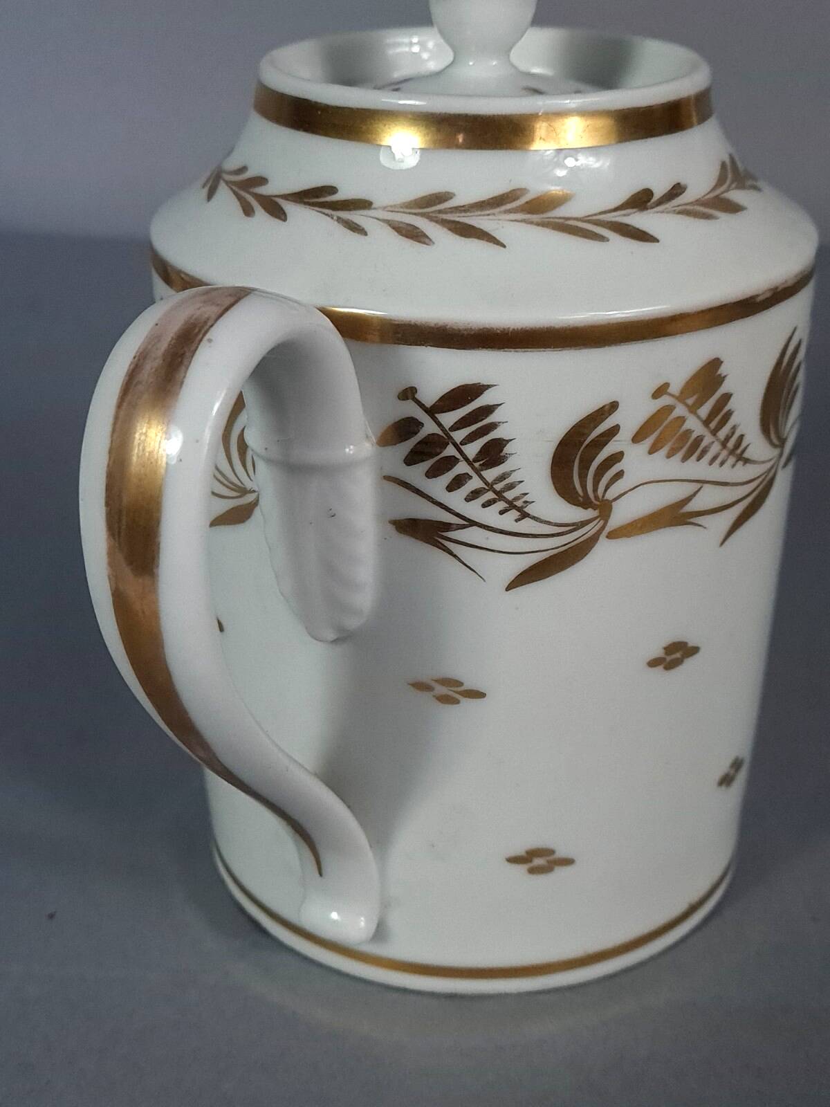 Antique coffee service: jug + 2 cups, old Paris porcelain, 19th century C657