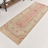 2x7 shades of red & beige vintage runner rug, 77x222cm