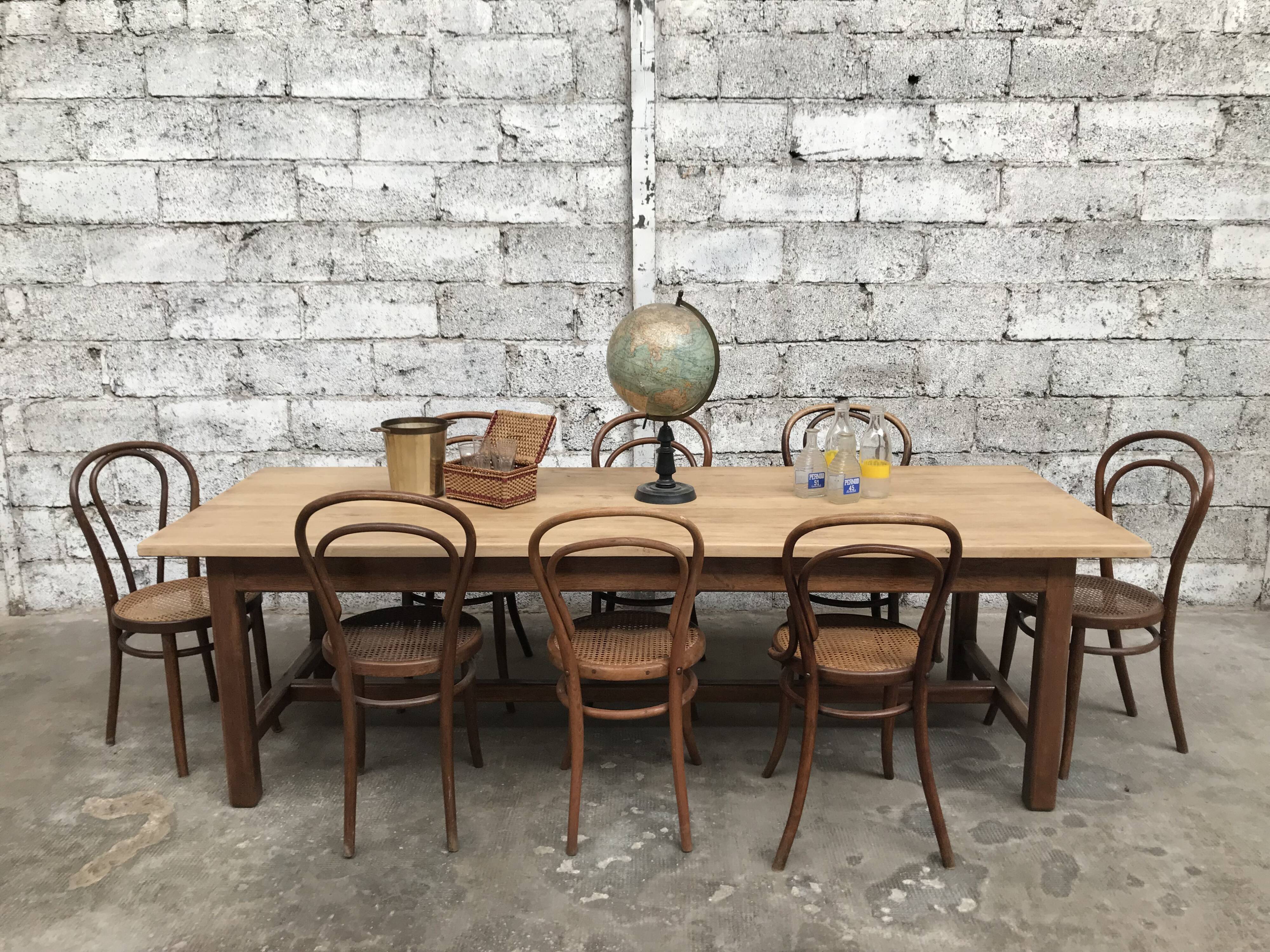 Old oak farm table industrial vintage early twentieth