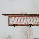 Metal and rattan coat rack