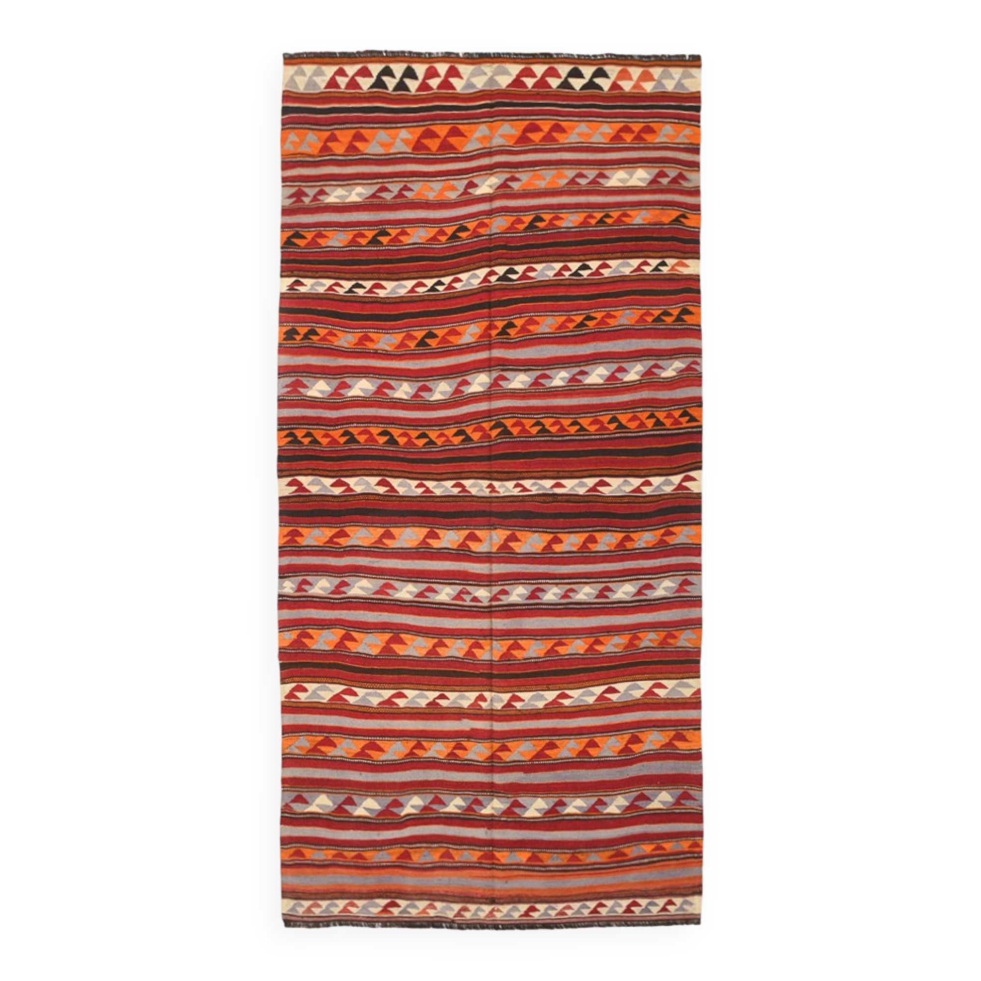 Rugs For Living Room Red & Brown Turkish Kilim Rug, 133x272Cm