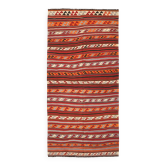 Rugs For Living Room Red & Brown Turkish Kilim Rug, 133x272Cm