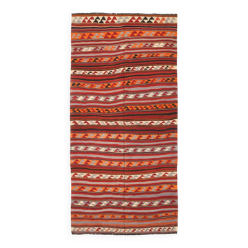 Rugs For Living Room Red & Brown Turkish Kilim Rug, 133x272Cm