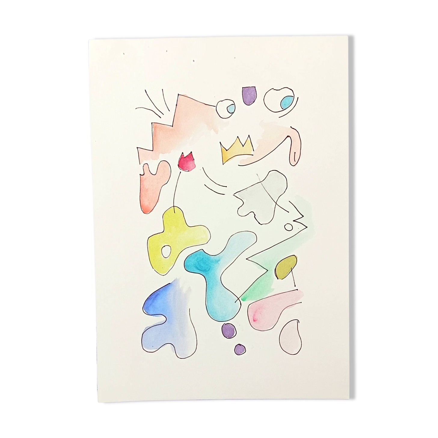 Peinture abstraite originale – composition colorée – 24 x 34 cm