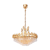 Lustre Hollywood Regency style en laiton et cristal de Palwa