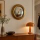 Vintage 1970s sun mirror witch's eye wood and gold - 42 cm