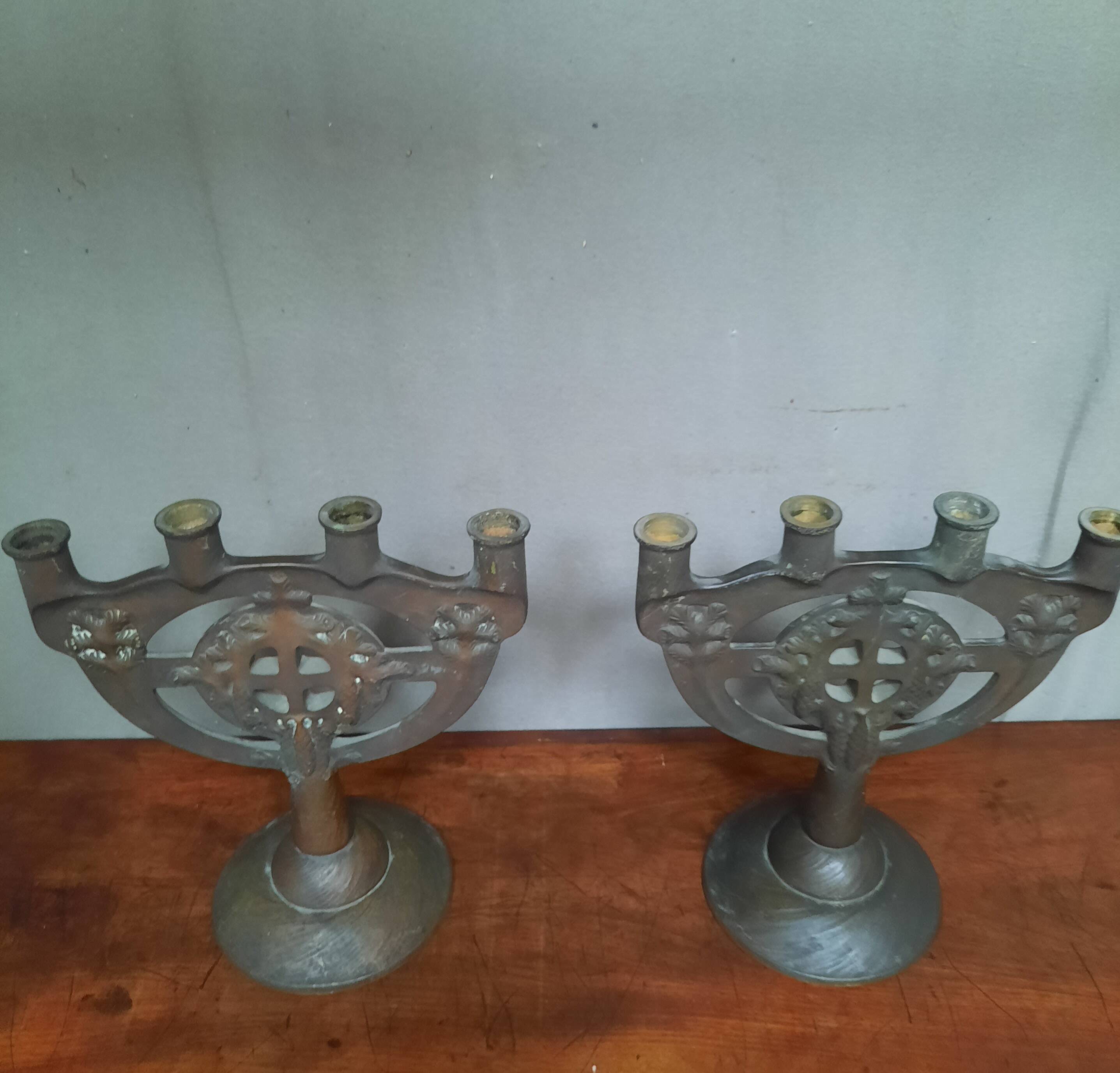 Pair of bronze candlesticks