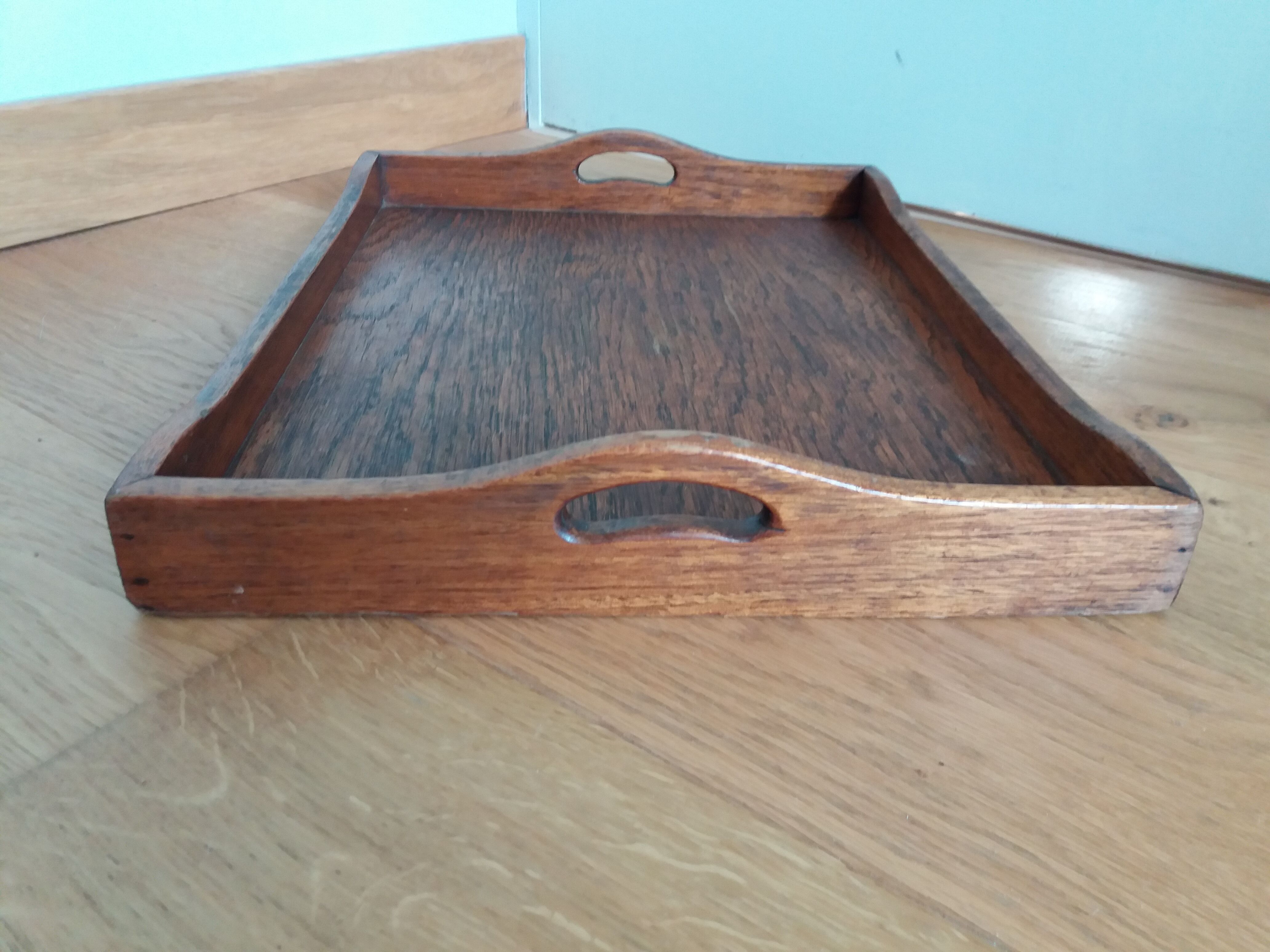 Rectangular wooden serving tray