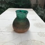 Pichet en pâte de verre orange et vert de Georges DE FEURE