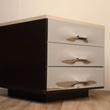 Raymond Loewy's vintage bedside table for Doubinsky Frères, 1970