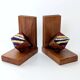Mid-Century pair of wooden and enamel bookends, 1960s