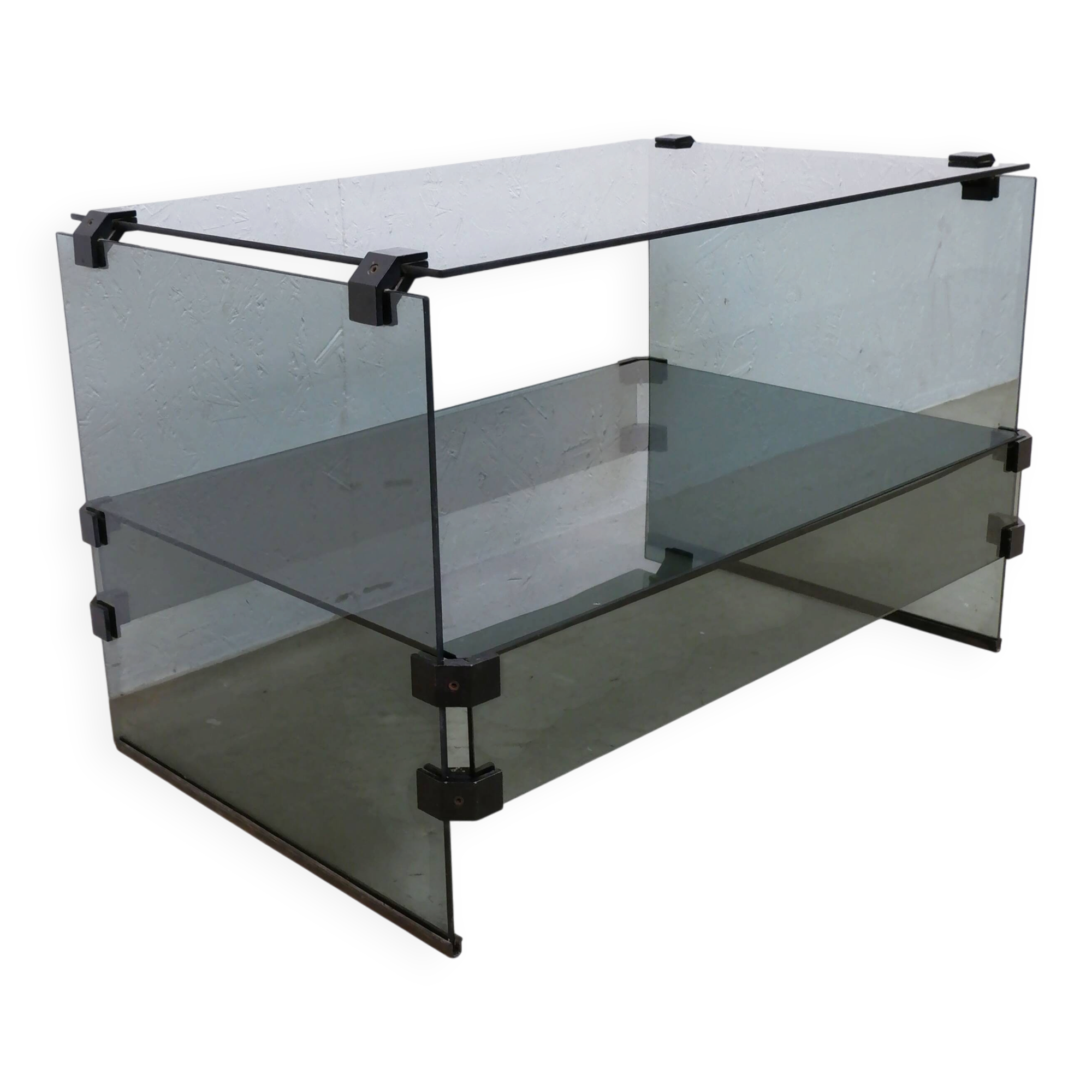 Meuble audio en verre Pieterman Holland, années 1980