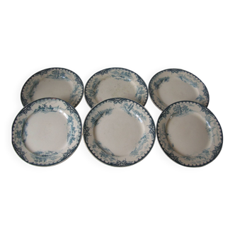 Lot of 6 old and large Dépôt E. Bourgeois Paris Marseille earthenware plates