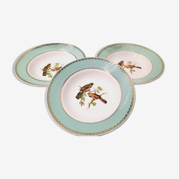 Lot 3 assiettes creuses oiseaux