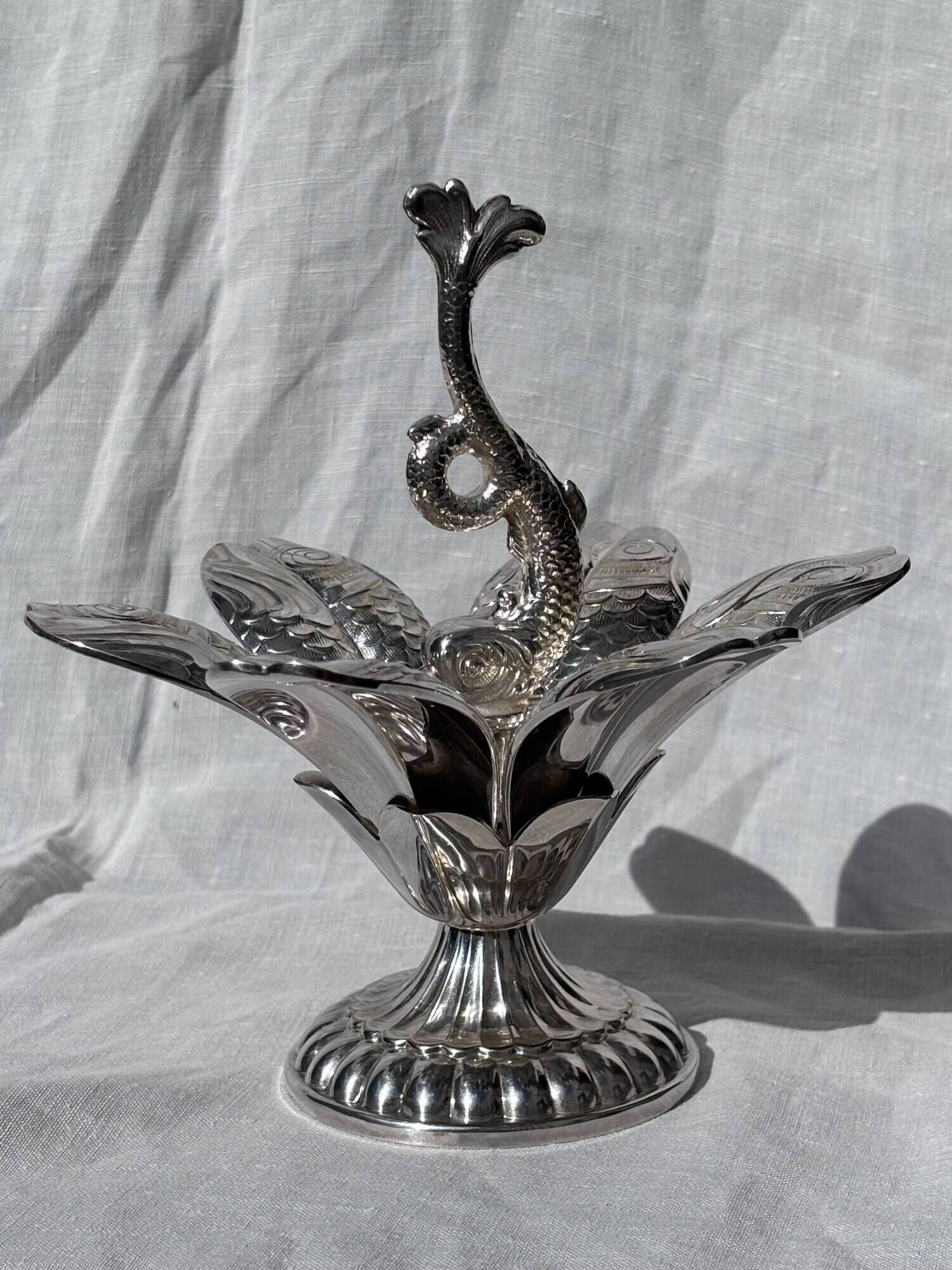 Caviar service flower of Poseidon in silver-plated metal Christofle finial